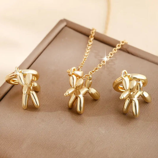 3-teiliges Vintage-Kupfer-Ballon-Hundschmuck-Set